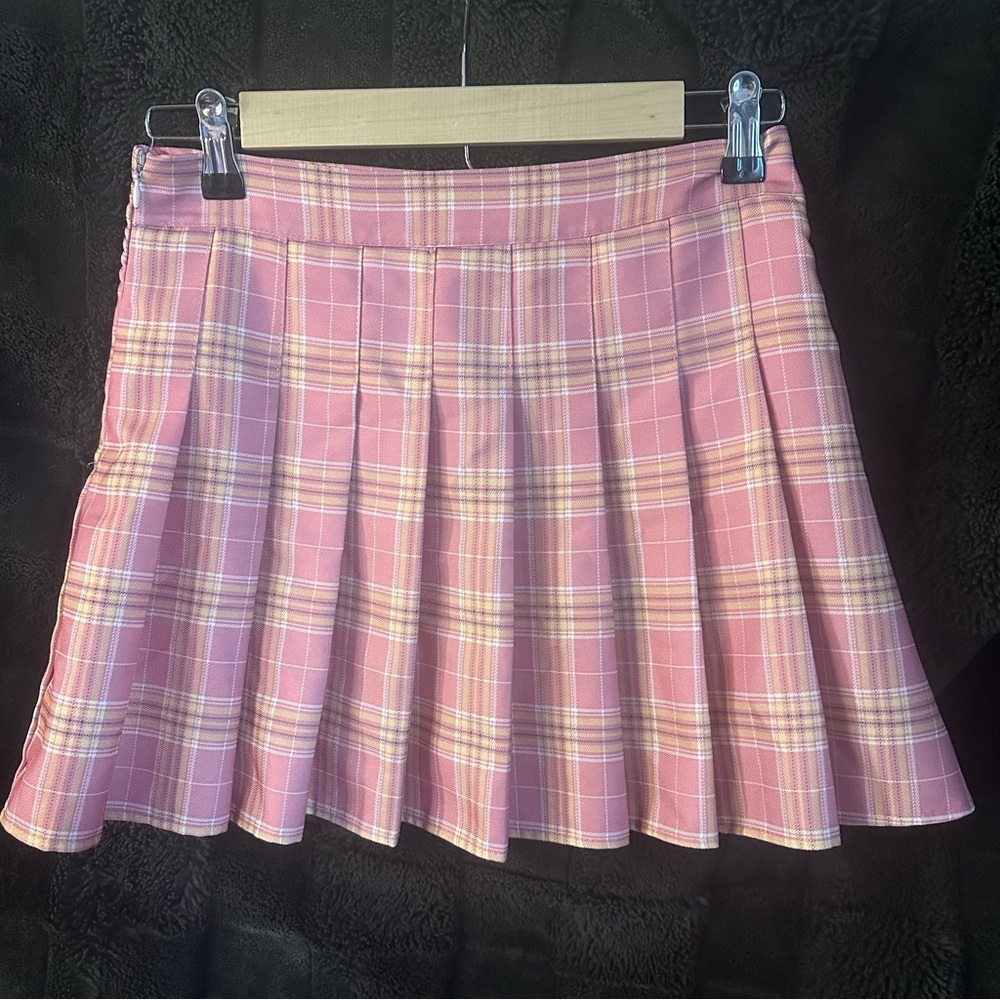 Chic Pink Plaid Mini Skirt